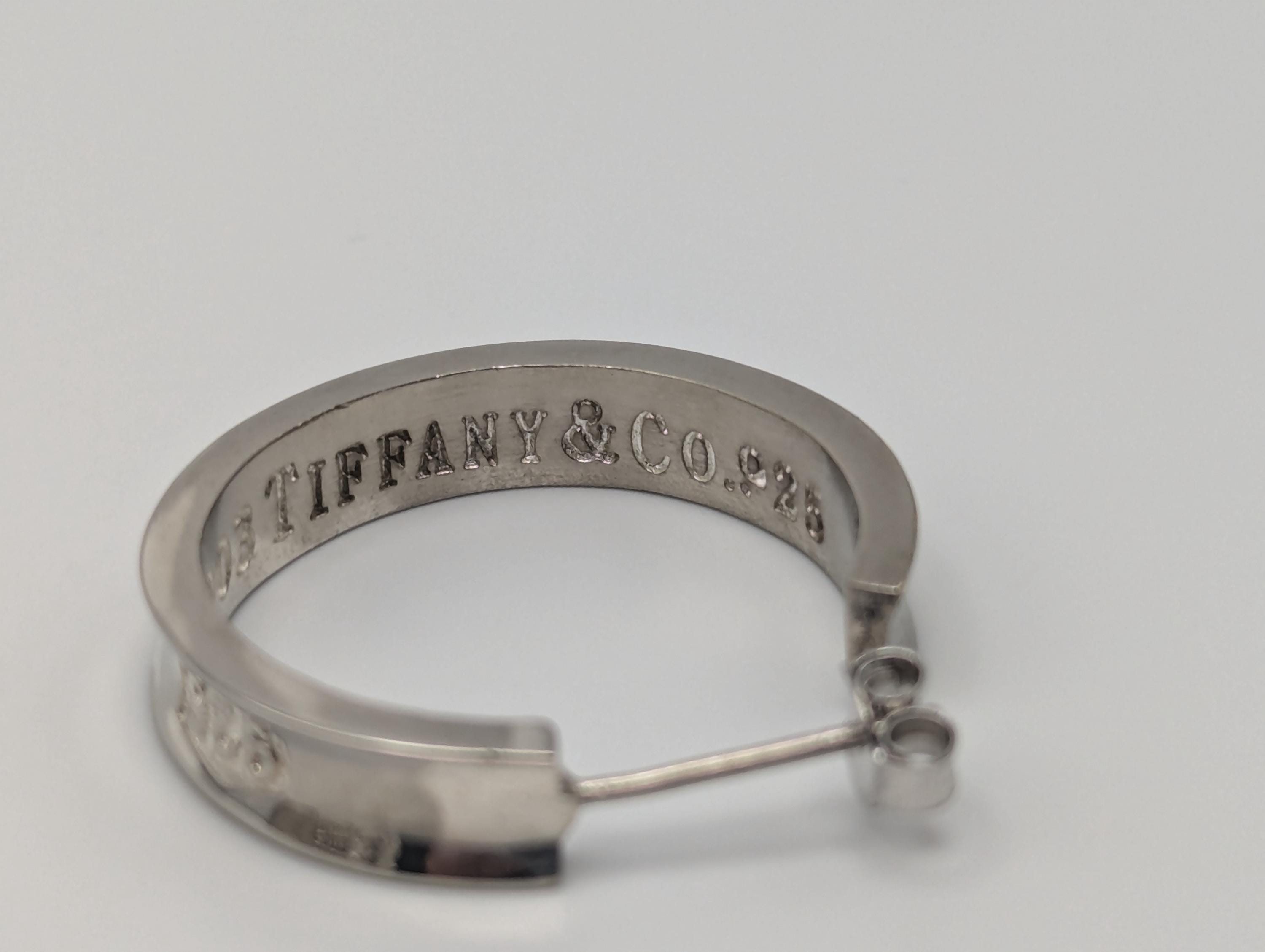 Large Tiffany \u0026 Co. Sterling Silver 925 Hoop Huggie Earrings Silver T Co  Hoops - Etsy, image size:3000x2258