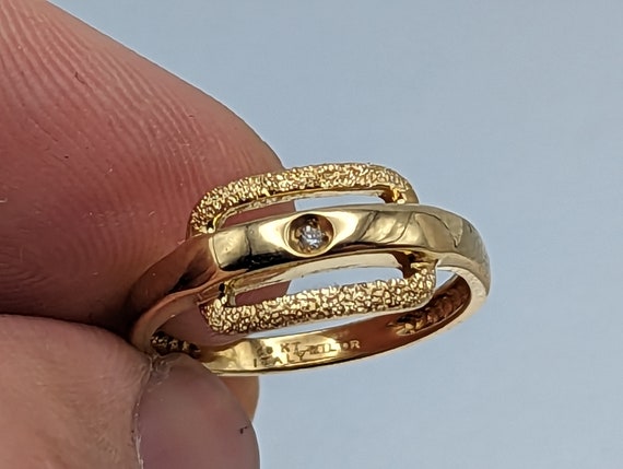 18k Milor Italy Gold Diamond Ring Mid Century Mod… - image 5