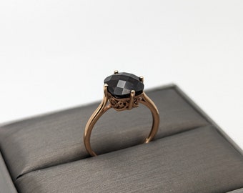 LeVian 14k Yellow Gold Chocolate Smoky Quartz Square Statement Wdding Cocktail Ring