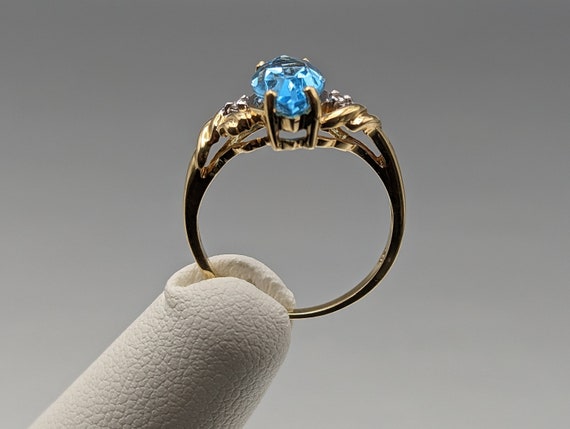 Vintage 14k 1.5ct Swiss Blue Topaz Diamond Ring. … - image 5