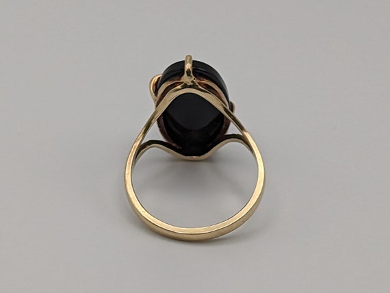 10k PSCO Black Onyx Diamond Ring. Midnight Oval C… - image 7