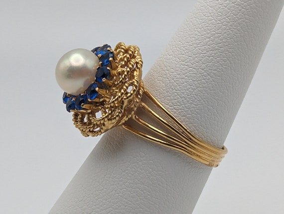 Vintage Blue Spinal 18k Flower Pear Ring. 18k Hal… - image 5