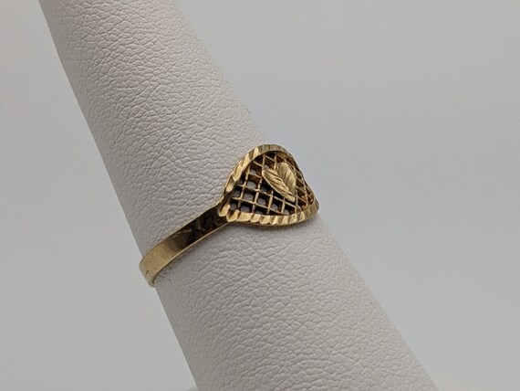 14k Gold Heart Quilted Pattern Ring. 14k Solid Gold H… - Gem