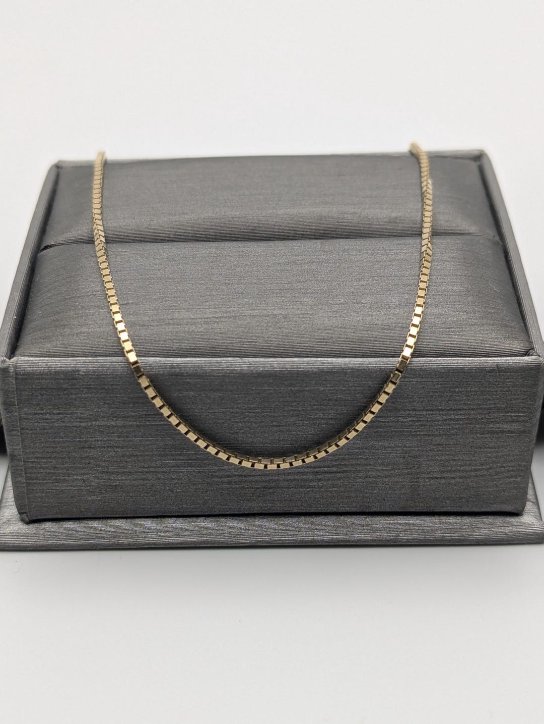 14k Yellow Gold Italy Box Chain Necklace 20-inch Box Chain Vintage Box ...