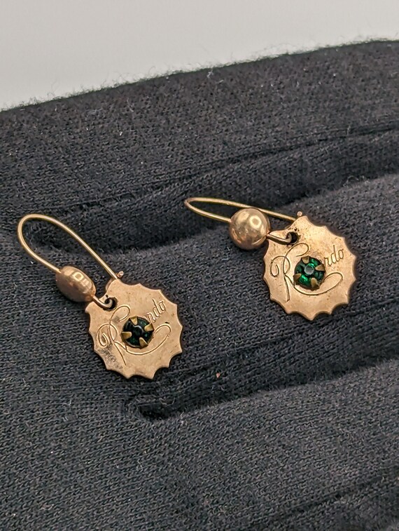 Boucles D'oreilles Vintage Clip En Argent 800 Avec Pierre Verte - Italie - Occasion