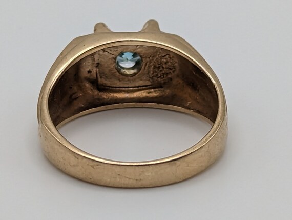 10k Yellow Gold Vintage Swiss Blue Topaz Ring. 10… - image 6