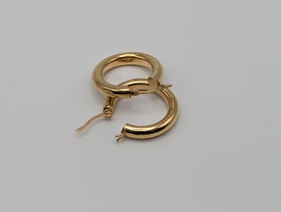 Large 14k Solid Gold Hoop Earrings. Puff Hoop Ear… - image 7