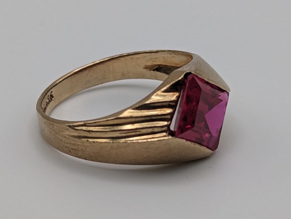 10k Ruby Ring. Emerald Cut Ruby Ring. LC Ruby Pin… - image 3