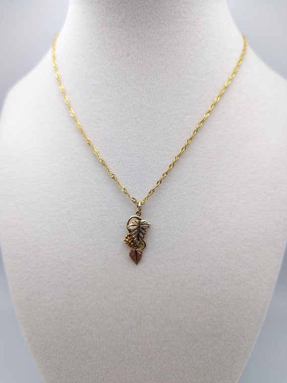 Vintage 10k Black Hills Gold Leaf Vine Pendant, 18k GF Chain - Etsy