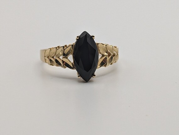 Beverly Hills Gold Black Onyx Ring. Yellow Gold 1… - image 5