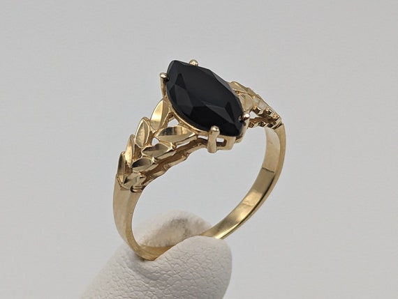 Beverly Hills Gold Black Onyx Ring. Yellow Gold 1… - image 1