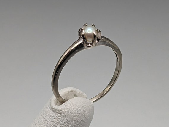White Gold 10k Pearl Ring. 10k White Gold Womens … - image 1