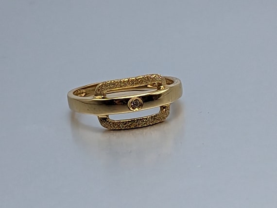 18k Milor Italy Gold Diamond Ring Mid Century Mod… - image 4