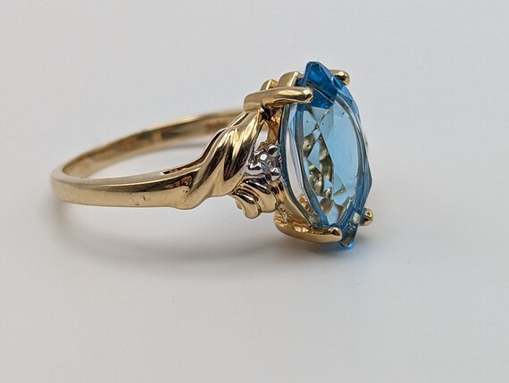 Vintage 14k 1.5ct Swiss Blue Topaz Diamond Ring. … - image 8