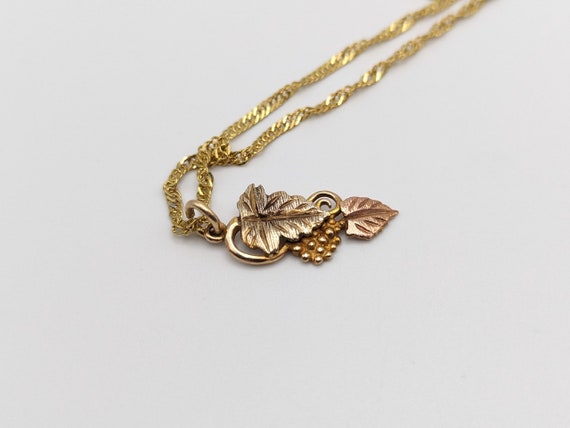 Vintage 10k Black Hills Gold Leaf Vine Pendant, 18k GF Chain - Etsy