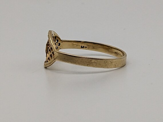 14k Gold Heart Quilted Pattern Ring. 14k Solid Gold H… - Gem
