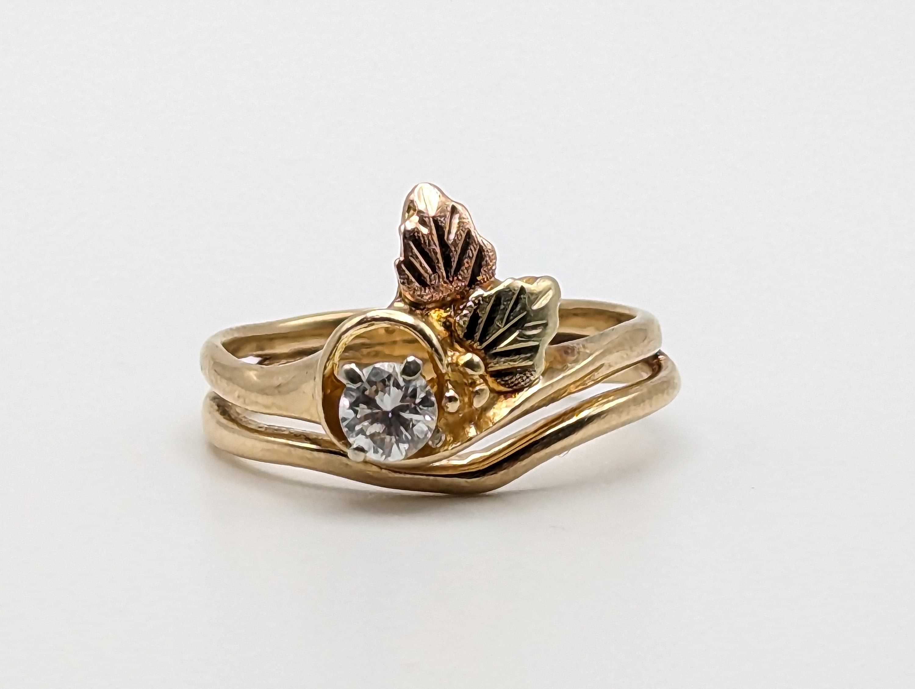 14k Diamond Black Hills Gold 14k Multi-tone Gold Black