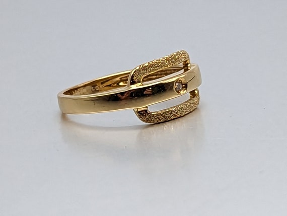 18k Milor Italy Gold Diamond Ring Mid Century Mod… - image 2