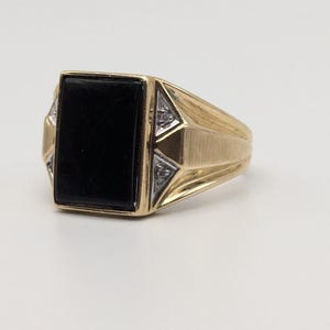 14Kリング　ダイヤモンド　オニキス ダイヤ入り オニキス リング 脇石ダイヤモンド 0.90ct(Total) 18