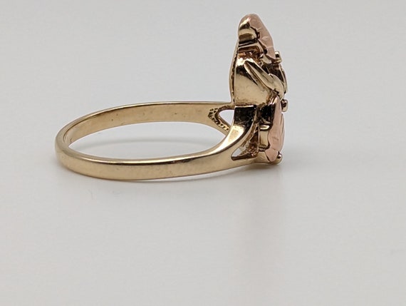 Vintage 10k 12k Black Hills Gold Leaf Ring Multi-… - image 3
