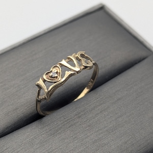 10k gult guld kärleksdiamantring löftesband lillfingring.