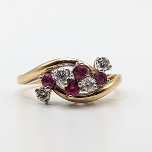 14k Yellow Gold Diamond Ruby Cluster Ring 0.5ctw. 14k Yellow Gold Engagement Band. 14k Yellow Gold Diamond Cluster Womens Wedding band