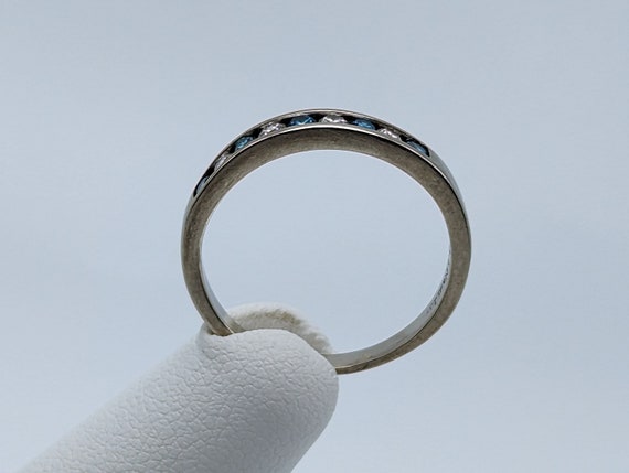 14k Blue Diamond .45ct Channel Eternity ring. Whi… - image 7