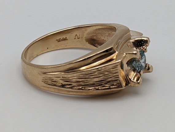 10k Yellow Gold Vintage Swiss Blue Topaz Ring. 10… - image 5
