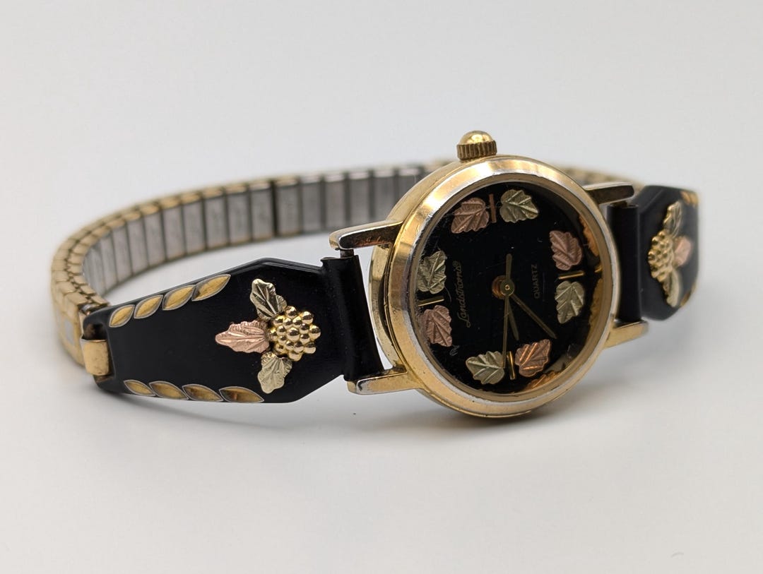 Cuff Watch Black Hills Gold Watch 12k Leaves Vintage Landstrom