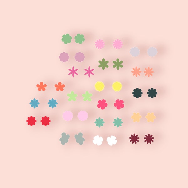 Retro Flower Earring Studs Digital File | SVG | Laser Cutting File | Cricut File | Earring Template | Earring Bundle | Flowers | Flower Stud