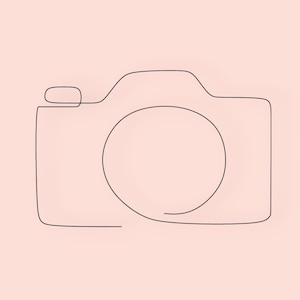 May include: A simple line drawing of a camera on a light pink background.