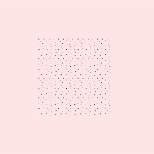 May include: A square pattern of small, dark blue dots on a light pink background. The dots are irregularly spaced, creating a speckled effect. The design is simple and minimalist, suitable for various applications.