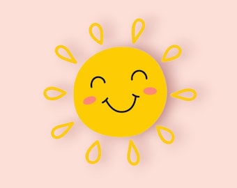 Smiley Face Sun Clipart: SVG, Cricut, Laser Cut File (Digital Download)