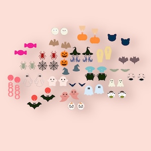 25 pairs Halloween Earrings Digital File | High Quality Earring Laser Cut Template SVG Files| Cricut File Bundle | Ghosts | Bat | Witch
