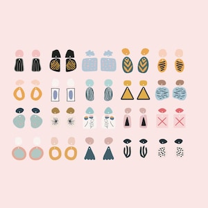 Fichier numérique de boucle d'oreille abstraite Boho Geo | SVG | Fichier de découpe laser de haute qualité | Cricut | Lot de modèles de boucles d'oreilles | Forgelumineuse | 20 paires