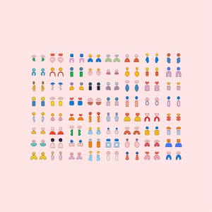 Fichier numérique de 64 paires de boucles d'oreilles abstraites lumineuses | Modèle de fichier de boucle d'oreille de haute qualité SVG | Découpe laser | Cricut | Lot de boucles d'oreilles Formes amusantes