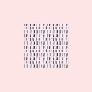 May include: Abstract digital art featuring a square pattern of vertical navy blue lines on a soft pink background. The lines are evenly spaced, creating a textured effect. The design is simple and modern.