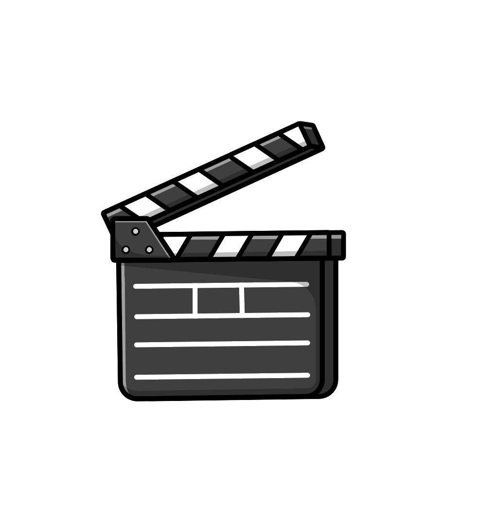 Movie Clapper Board Clipart: Black and White Action Film (SVG, PDF, PNG)