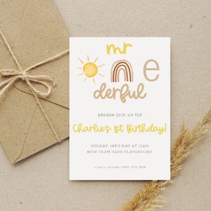 Editable Mr One-Derful 1st Birthday Invitation Template | One First Birthday Party Invite | Fishing | Editable Invitation Template