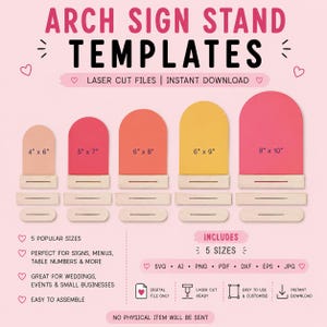 Arch Sign Stand SVG Template | Wedding Table Decor, Glowforge Ready (Digital Download)