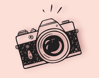 Camera Clipart: Black and White SVG, Cricut Silhouette File (Digital Download)