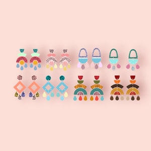 Archivo digital de pendientes con lunares abstractos / Plantilla de pendientes de alta calidad SVG / Archivo de corte láser / Cricut / Paquete de pendientes / Glowforge