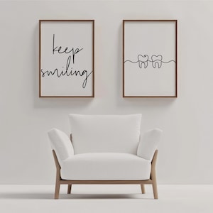 Keep Smiling Teeth Print: Minimalist Dentist Office Art (Digital Download)