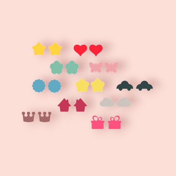 Simple Cute Mini Stud Earring Digital File | SVG | Laser Cutting File | Cricut | Earring Template | Earring Bundle | Glowforge