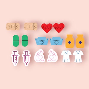 Nurse Stud Earring Digital File | SVG | High Quality Earring Template Laser Cutting File | Earring Bundle | Medical | Hospital | Health