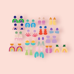 Rainbow Bright Fun Abstract Earring Digital File | High Quality Earring Laser Cutting Template SVG File | Cricut | Drop Earring Bundle
