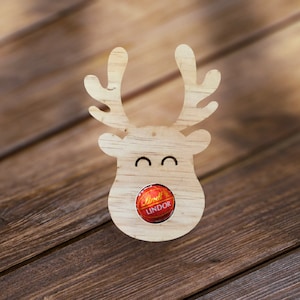 Rudolph Reindeer Lindt Schokoladenkugel Weihnachtsgeschenk SVG | Laser geschnittene Geschenkanhänger-Datei | Glühschmiede | Cricut | Schulklasse Geschenk | Lehrer Geschenk