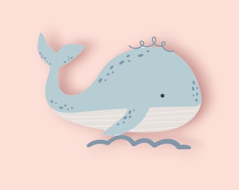 Clipart de ballena bebé: Vida marina SVG, archivo cortado con láser (descarga digital)
