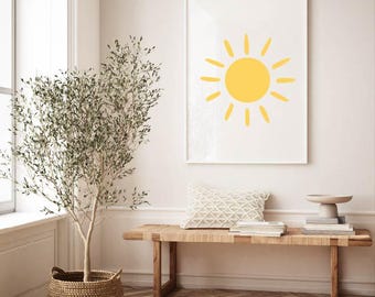 Handgetekende print van kinderkamer: Pink Sunshine (digitale download)
