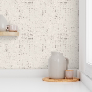 Bohemian Linen Peel and Stick Wallpaper, Beige & Sepia Neutral Tones, Subtle Diamond Pattern, Textured Removable Wall Paper